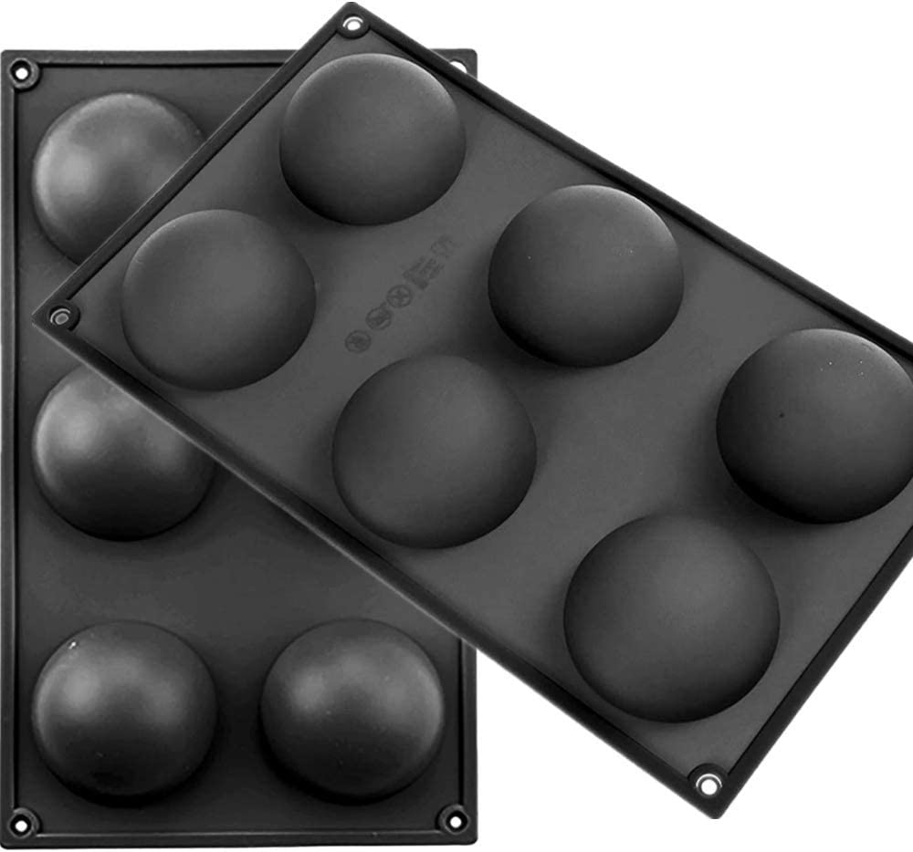 Photo 1 of 2PCS Silicone Mold DIY Silicone Cake Mold, Chocolate Cake Jelly Pudding Soap Half Ball Sphere Silicone Cake Mold Muffin Chocolate Cookie Baking Mould Pan (Black)
