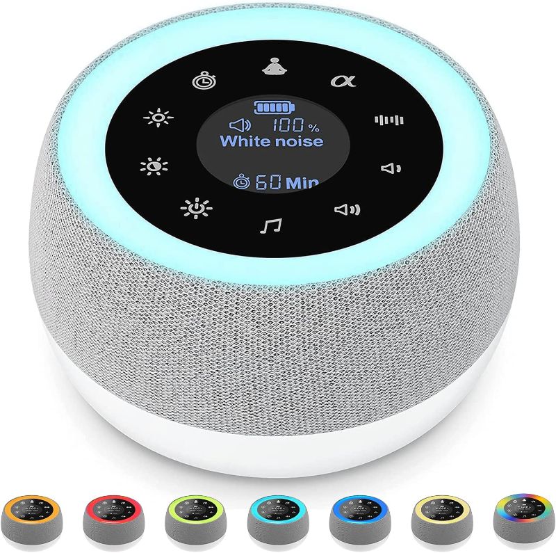 Photo 1 of [2 in 1] White Noise Machine Baby, Portable Sound Machine Baby for Adults Kids with Night Light, 32 Soothing Sounds, USB Rechargeable & Headphone Jack, Sleep Sound Machine for Sleeping,Travel,Office
