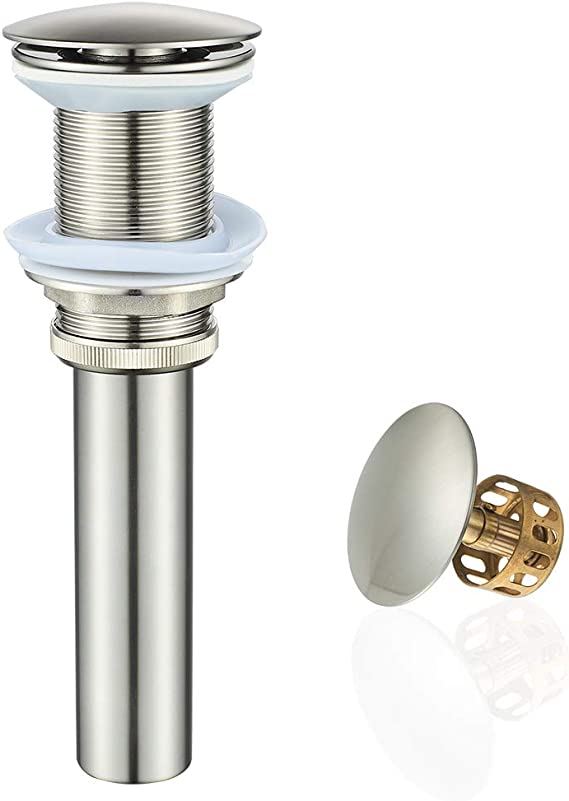 Photo 1 of Bathroom Sink Drain Without Overflow Vessel Sink Lavatory Vanity Pop Up Drain Stopper, Brushed Nickel