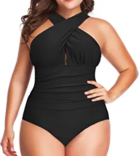 Photo 1 of +W YOU DI AN Women's Swimsuits One Piece Tummy Control Front Cross Backless Swimsuit Bathing Suit
XL