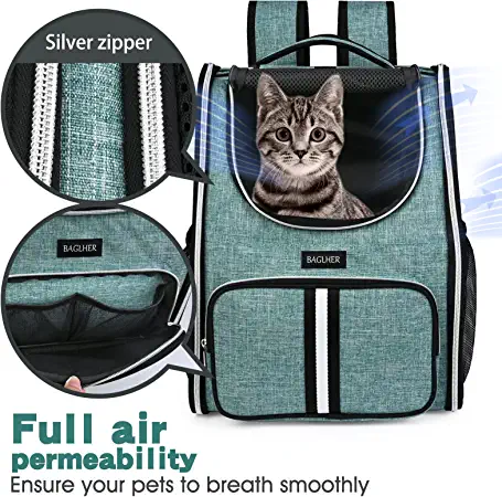 Photo 1 of BAGLHER Pet Carrier Backpack, Dog Backpack Carrier for Small Dogs Cats, Thicker Bottom Support,Ventilated Design Breathable Dog Carrier Backpack Cat Bag for Hiking Travel Camping Outdoor Use.
