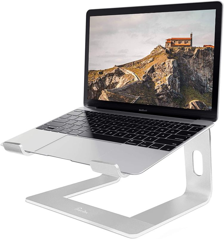 Photo 1 of Simple Zone Laptop Stand, Ergonomic Aluminum Computer Stand, Detachable Riser Holder Notebook Stand Compatible with MacBook Air Pro, Dell XPS, Lenovo More 10-15.6" Laptops – Silver
