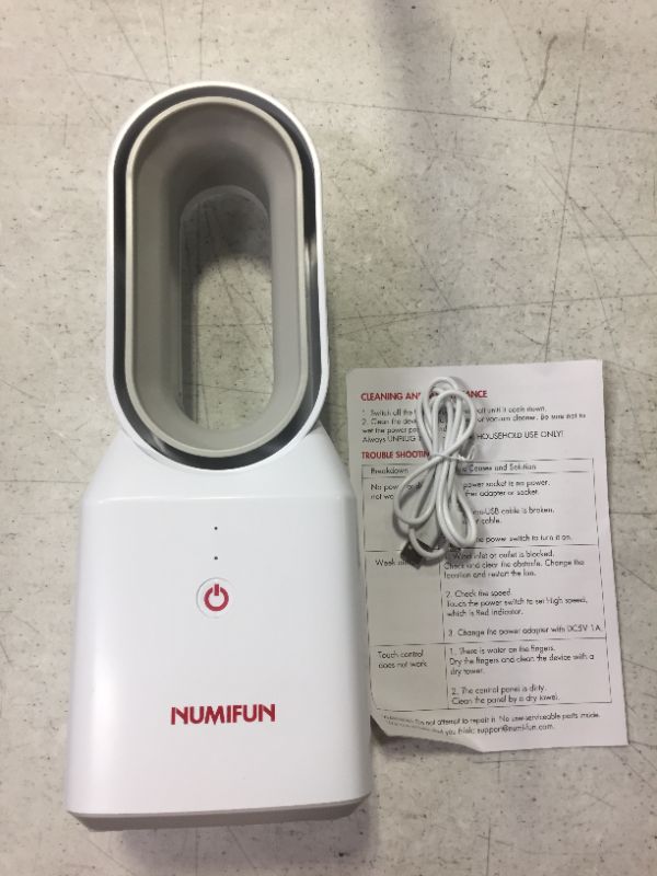 Photo 3 of NUMIFUN Bladeless Table Fan USB Rechargeable Desk Fan Ultra Quiet Portable Fan for Tabletop Nightstand Underdesk Touch Control, 3 Winds Speeds, 13 Inches (BRAND NEW, FACTORY SEALED)
