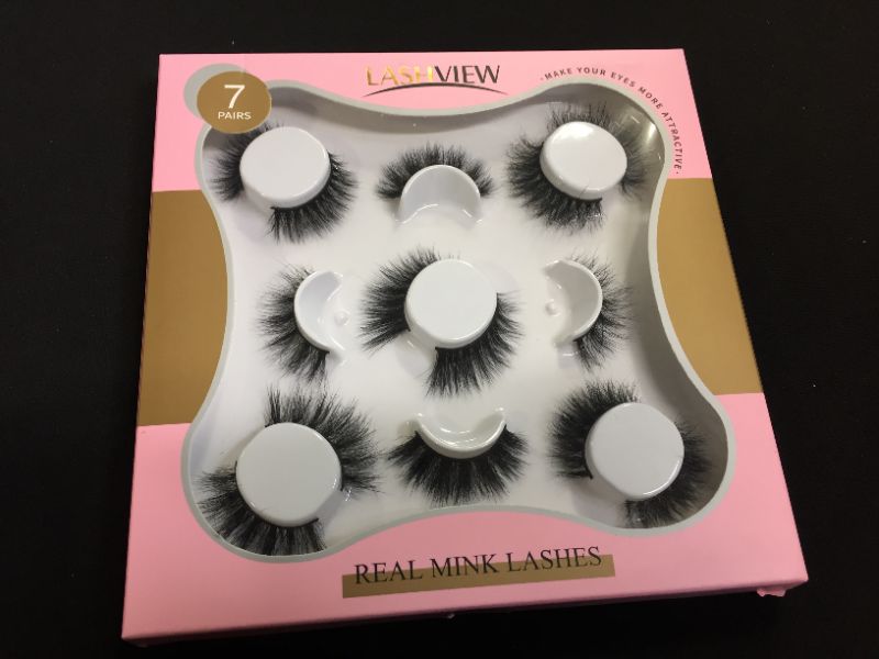 Photo 1 of 7 Pairs Mink Lashes, LASHVIEW False Eyelashes Handmade Lashes,3D Natural Layered Effect,Reusable Natural Look False Eyelashes for Makeup
