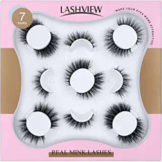 Photo 1 of 7 Pairs Mink Lashes, LASHVIEW False Eyelashes Handmade Lashes,3D Natural Layered Effect,Reusable Natural Look False Eyelashes for Makeup
