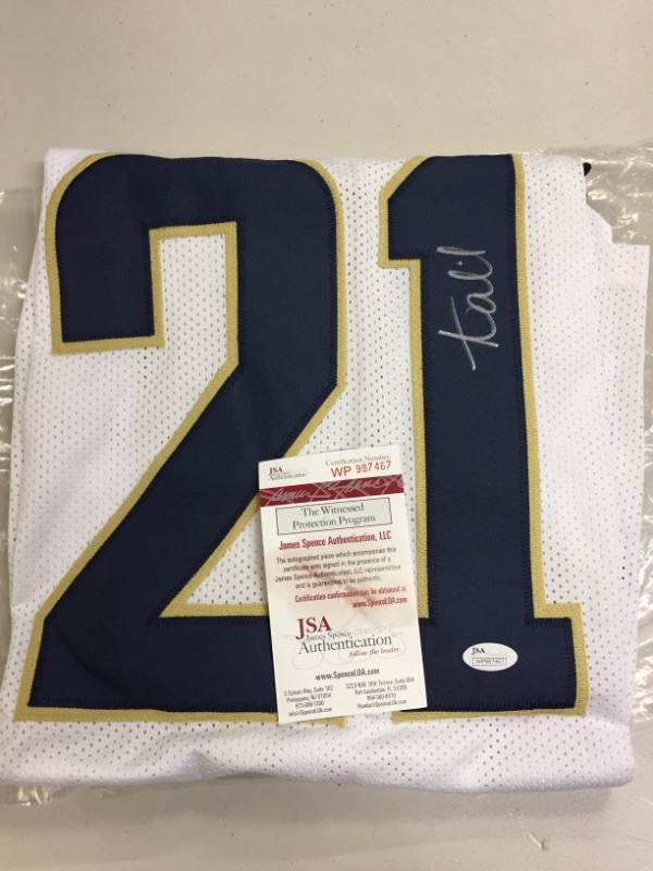 Photo 2 of Aqib Talib Los Angeles Rams Signed Autograph White Custom Jersey JSA Witnessed Certified size xl