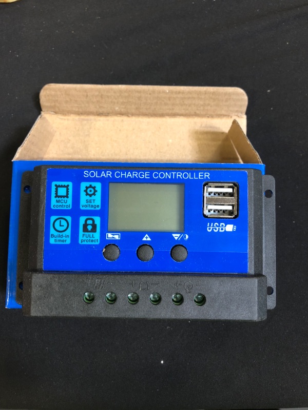 Photo 2 of WERCHTAY 30A Solar Charge Controller 12V/ 24V Solar Panel Charge Controller Intelligent Regulator with 5V Dual USB Port Display Adjustable Parameter LCD Display and Timer Setting ON/Off Hours

