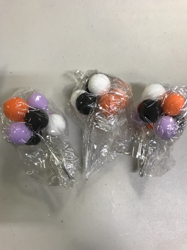 Photo 1 of 24 Pieces Halloween Balloon Cake Topper Clay Balloon Cupcake Topper Halloween Cupcake Decorations Colorful Balloon Cluster Cupcake Picks Balloon Cake Insert for Wizard Spider Party Wedding Birthday