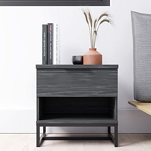 Photo 1 of Edenbrook Preston Nightstand - 1 Drawer Dresser - Storage Chest - Modern Design - Easy Assembly, Burnt Driftwood