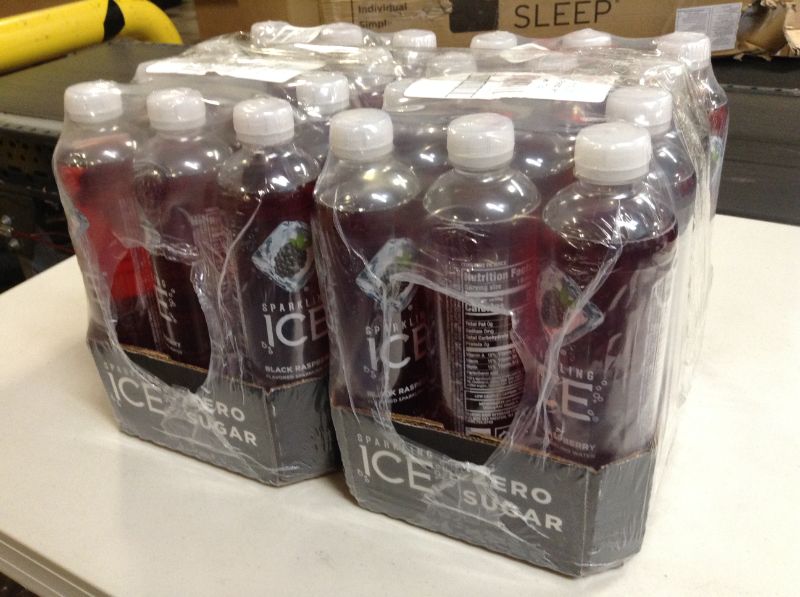 Photo 2 of 2PACK Sparkling ICE, Black Raspberry Sparkling Water, Zero Sugar Flavored Water, with Vitamins and Antioxidants, Low Calorie Beverage, 17 fl oz Bottles (24PCS)
