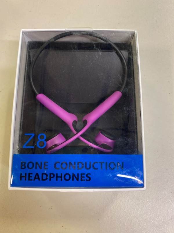 Photo 2 of Bone Conduction Headphones Bluetooth 5.0 Open Ear Wireless Titanium HiFi Stereo with Mic Sweatproof Sports Headphones for Running Driving Cycling (Purple)
