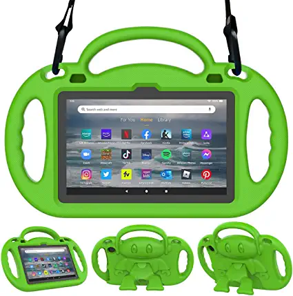 Photo 1 of All-New Fire 7 Case, YIHE Kids Case for Amazon Kindle Fire 7 inch 2022 Tablet (12th Generation, 2022 Release), Durable Shockproof Protective Handle Stand Case with Shoulder Strap, Green
