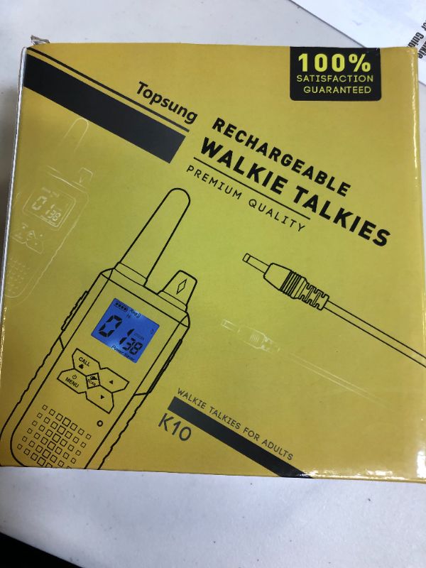 Photo 2 of 3 Long Range Walkie Talkies Rechargeable for Adults - NOAA 2 Way Radios Walkie Talkies 4 Pack - Long Distance Walkie-Talkies with Earpiece and Mic Set Headsets USB Charger Battery Weather Alert