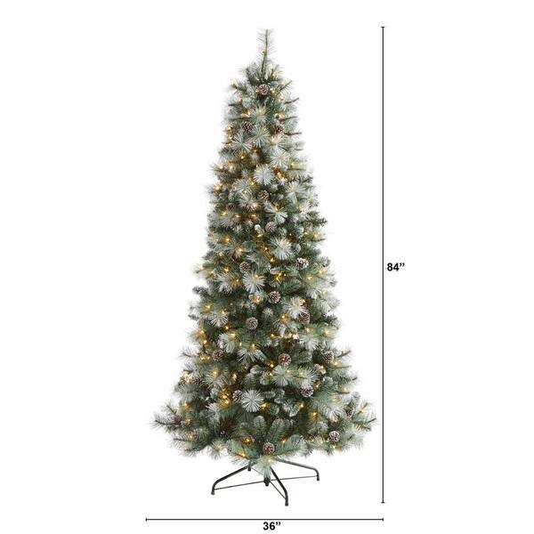 Photo 1 of 7 ft. Pre-Lit Artificial Christmas Tree, Hinged Lifelike Xmas Tree
