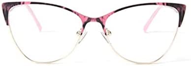 Photo 1 of Womans Blue Light Blocking Glasses Cat Eye Metal Frame Anti Glare Glasses for Computer, Clear Blue Light Glasses for Women Non Prescription (Pink)
