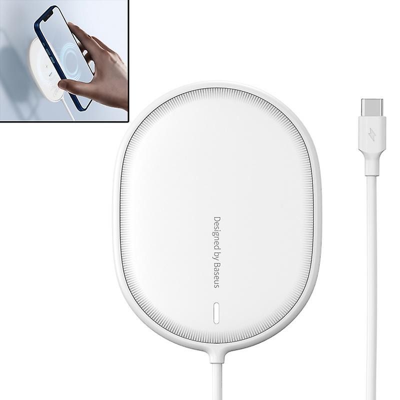 Photo 1 of Baseus Cw-hw Light Magnetic Wireless Charger With Type-c Cable For Iphone 12 Series Phones - WHITE 
