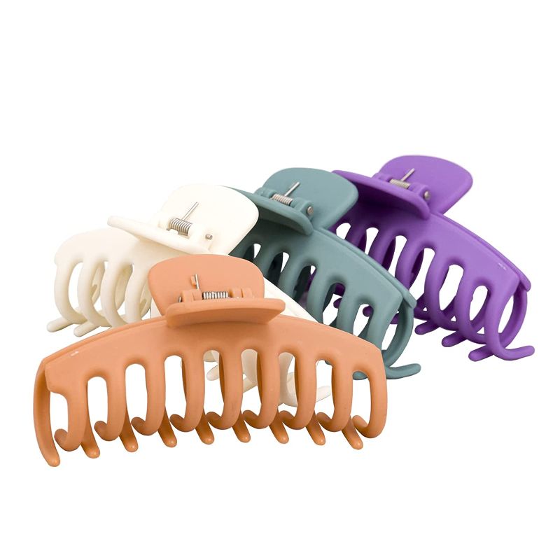 Photo 1 of Big Hair Claw Clips 4.33 Inch Nonslip Large Claw Clip for Women Thin Hair, Strong Hold Hair Clips for Thick Hair, Gifts for Women 4 Colors Pack
