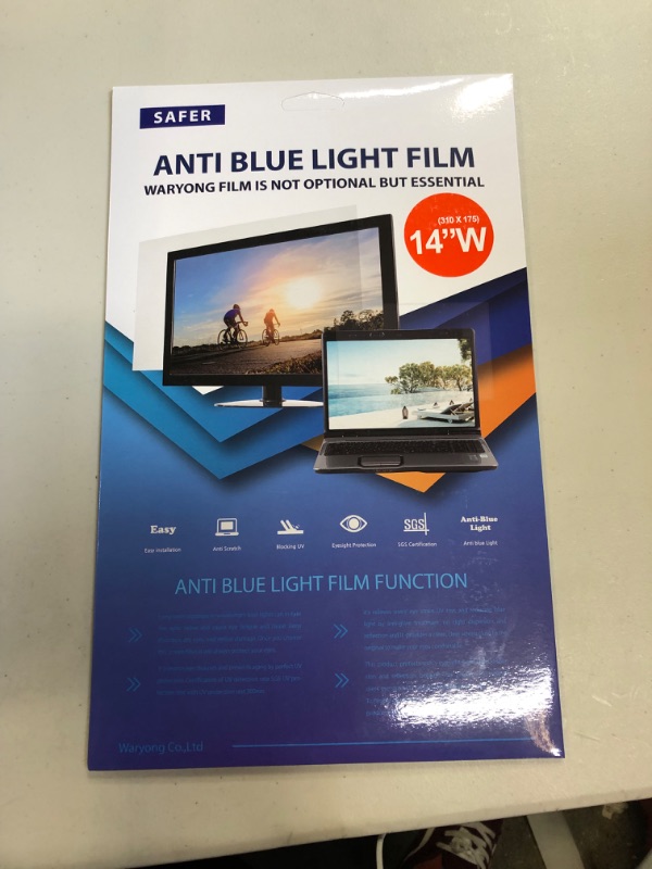 Photo 2 of 14 Inch(12.2"x6.9") Light Blocking Screen Film Type for Laptop Screen Protector/Filter Anti Glare Anti Blue Light Bubble Free Touch-Screen

