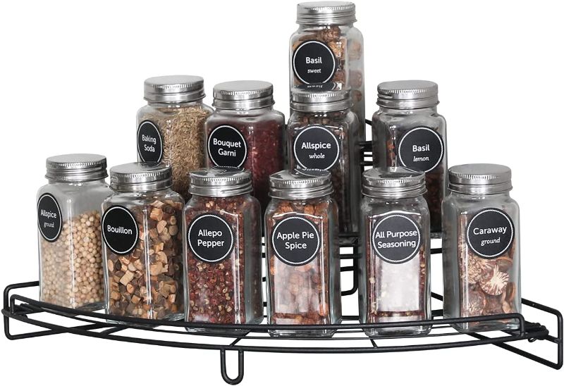 Photo 1 of 2 Pack Corner Spice Rack, 3-Tier Spice Organizer for Lazy Susan Cabinet, Spice Rack Organizer Seasoning Organizer for Countertop Counter Pantry Kitchen, Great for Storing Spice Jars
