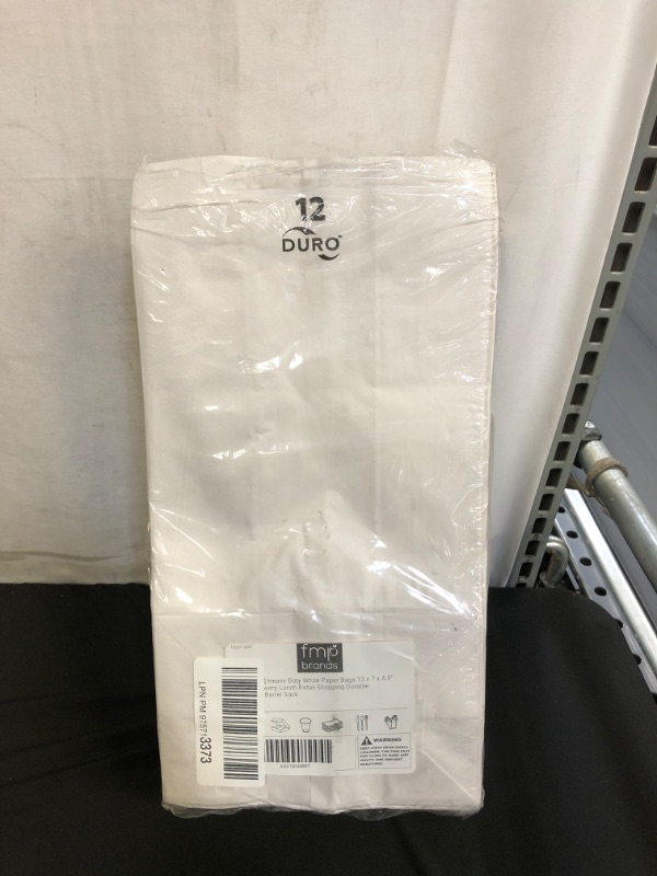 Photo 2 of [150 Pack] Heavy Duty White Paper Bags 13 x 7 x 4.5" 12 LB Grocery Lunch Retail Shopping Durable Bleached Barrel Sack