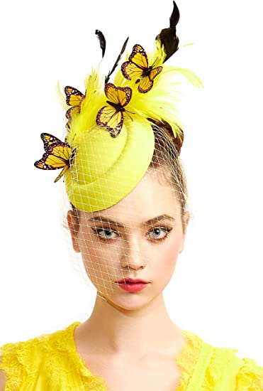 Photo 1 of Coucoland Fascinators Hat Tea Party Pillbox Hat Butterfly Fascinator Headband for Kentucky Derby
