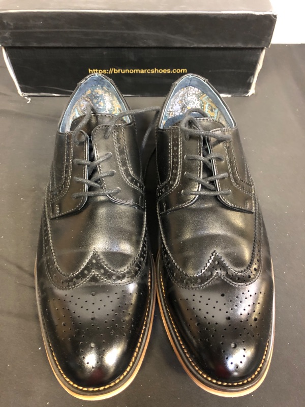 Photo 2 of Bruno Marc Men's Leather Lined Dress Oxfords Shoes, SIZE 8.5 (ITEM IS USED, SOLES ARE SCRATCHED, SHOES HAVE CREASE)