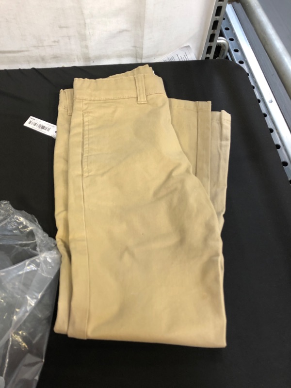 Photo 2 of Amazon Essentials Boys' Uniform Straight-Fit Flat-Front Chino Khaki Pants, SIZE 8