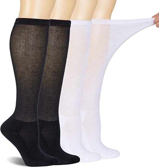 Photo 1 of BampooPanPa 4 Pairs Diabetic Bamboo Socks No-Binding Top Seamless Toe Over The Calf Cushioned Sole Socks for Women&Men
(2 WHITE, 1 BLACK, 1 TAN) SIZE UNKNOWN 