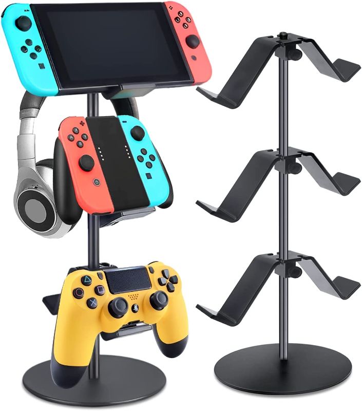 Photo 1 of Controller Stand Hanger Holder 3 Tier Headphone Headset Hook for Desk Storage Organizer Neat Multi-Adjustable Game Controller Hangers for All Universal PC Accessories Easy Assembly Space Save
