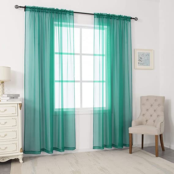 Photo 1 of 2 Panel Sheer Voile Curtains Light Filtering Curtains for Bedroom Living Room Party Room Backdrop