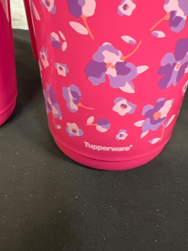 Photo 1 of 4 COUNT TUPPERWARE KIDS CUP WITH HANDLE, PINK AND PURPLE FLOWERS