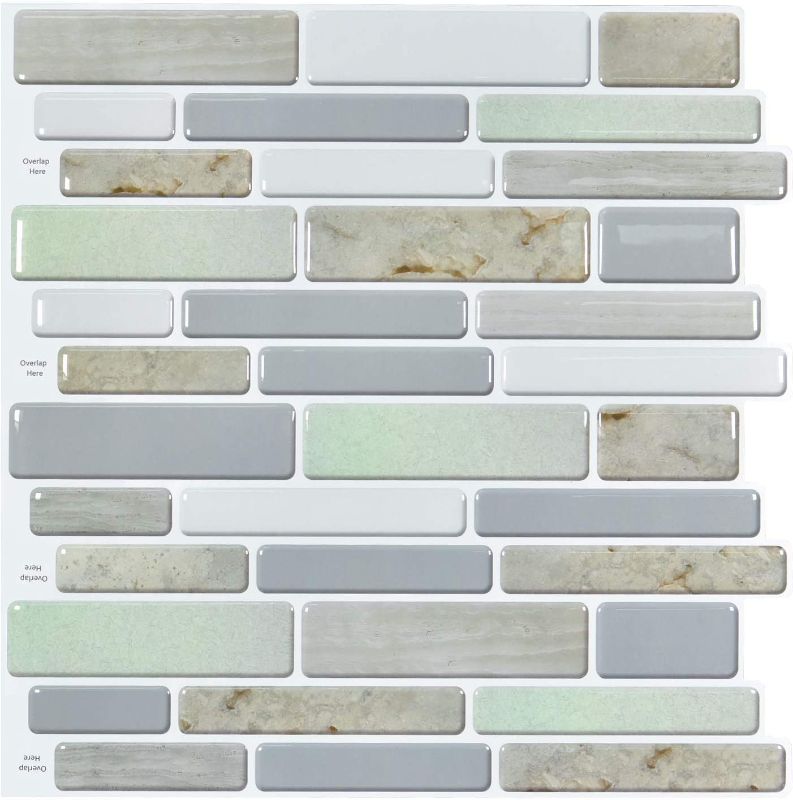 Photo 1 of Art3d 10-Sheet Peel and Stick Backsplash for Kitchen in Jade, Stick on Tile for Bathroom, 11.8“ x 11.8"
