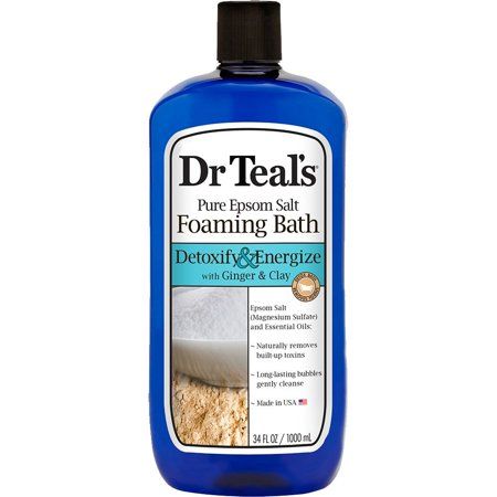 Photo 1 of 2PC LOT, Dr Teal S Detoxify & Energize Foaming Bubble Bath with Pure Epsom Salt Ginger & Clay 34 Fl.oz., Dr Teal's Hemp Seed Oil Foaming Bath 1000.0 ML

