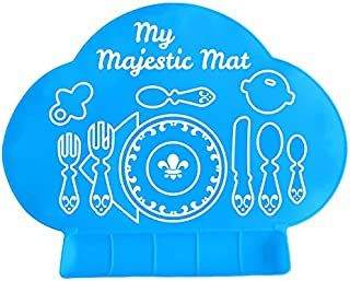 Photo 1 of Giggle Burp Majestic Blue Suction Portable Placemat For Toddlers - Toddler Placemats To Stick To Table - Baby Placemat for Restaurant - Roll Up Non Slip Suction Washable Dinner Place Mat With Food Cat
