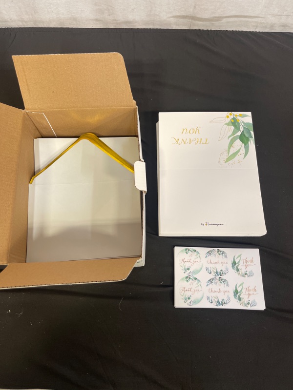 Photo 2 of 100 Pack Greenery Thank You Cards, 4x6 Gold Foil Eucalyptus Wedding Cards Blank Thank You Notes with Envelopes Bulk for Baby Shower Bridal Birthday Business, 