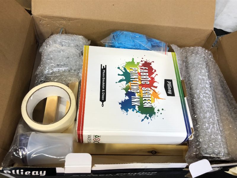 Photo 3 of ***MAY BE DIFFERENT FROM THE STOCK PHOTO***Pllieay 62PCS Complete Screen Printing Kit Include Fabric Screen Printing Ink & Photo Emulsion & Diazo, Screen Frame and Base, Silk Screen Printing Hinge Clamps, Emulsion Scoop Coater
