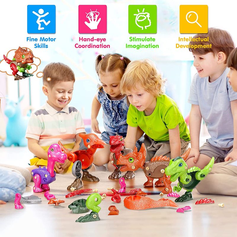 Photo 1 of IFOKER Take Apart Dinosaur Toys, 5 Pcs Dinosaur Toys with Electric Drill for Kids 3-5 5-7, Learning Building STEM Construction Game, Christmas Birthday Gift for 2 3 4 5 6 7 8+ Years Old Boys Girls
