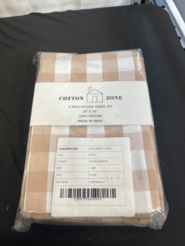 Photo 2 of 100% Cotton Kitchen Towels - Set of 6 - Premium Quality Dish Towels/Tea Towels - Mitered Corners - Ultra Soft & Highly Absorbent - Multipurpose - Machine Washable - Taupe & White - 20x30 Inches
