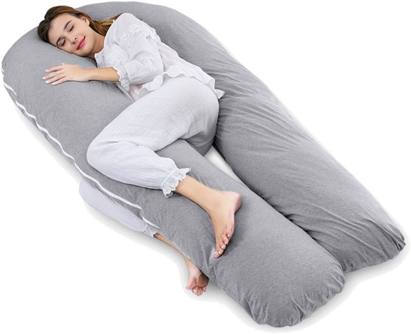 Photo 1 of AngQi Full Body Support Pillow with Cool Jersey Cover - U Shaped Pregnancy Pillow - Maternity Body Pillow - Great for Anyone