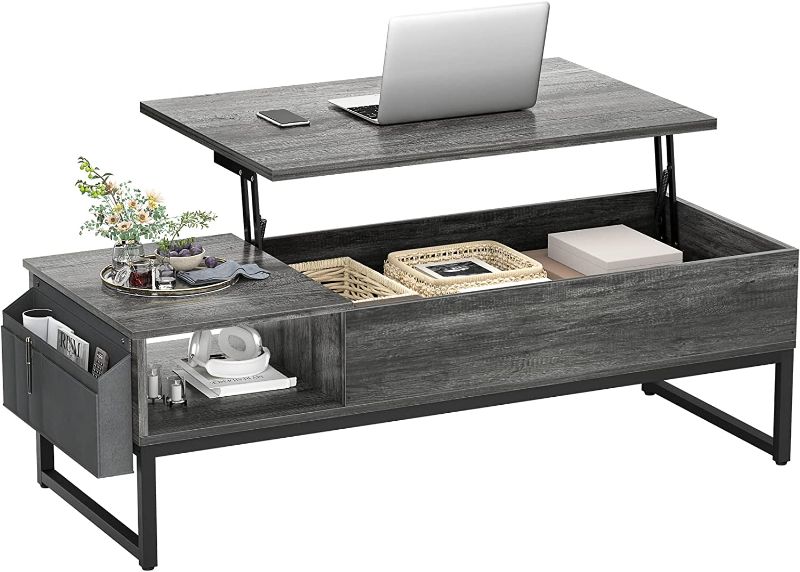 Photo 1 of Aheaplus Lift Top Coffee Table with Storage, Wood Lifting Top Central Table Metal Frame, 43.3" Lift Tabletop Tea Table with Side Pouch, Cocktail Table--------FACTORY SEALED OPEN FOR PHOTOS 