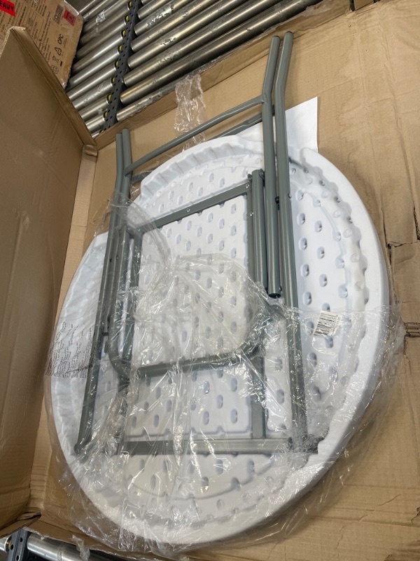 Photo 1 of Flash Furniture Round Granite Plastic Folding Table White