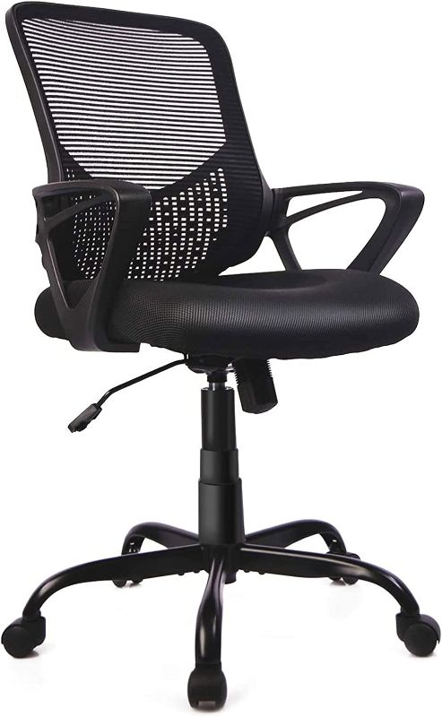 Photo 1 of Smugdesk Ergonomic Mid Back Breathable Mesh Swivel Executive Desk Chair with Adjustable Height and Lumbar Support Armrest for Home or Office, Black

