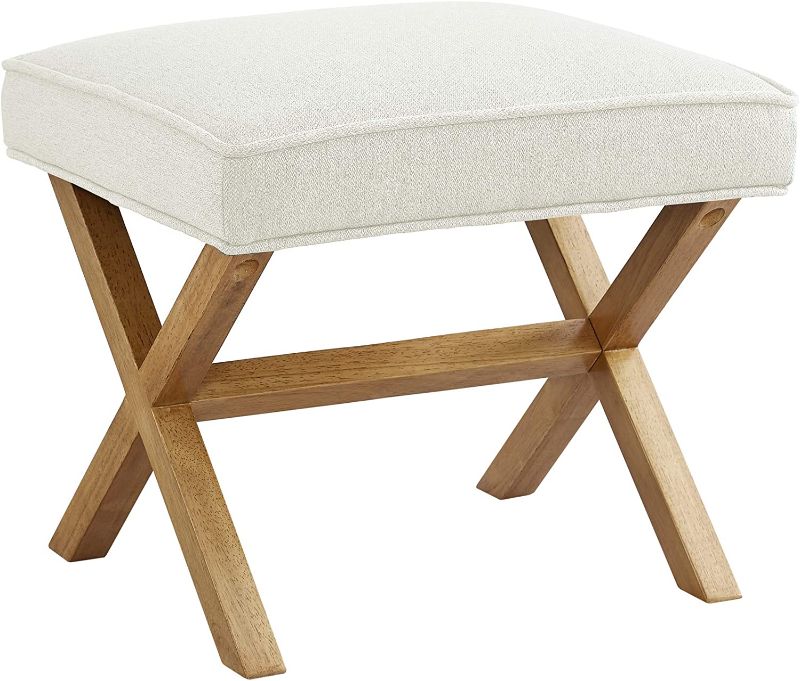 Photo 1 of Amazon Brand – Rivet Mid-Century Modern X Stool Ottoman Chair, 20" W, Ivory
