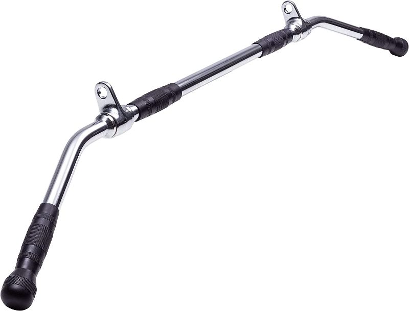 Photo 1 of AmStaff 48" Straight Ez Curl Lat Pull Down Bar with Revolving Double Hook for Dual Pulley Cable Machines, Functional Trainer Multi-Purpose Attachment
