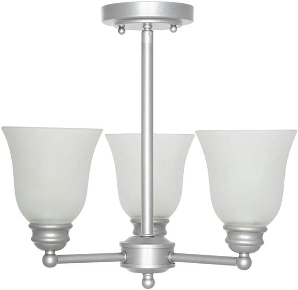 Photo 1 of Amazon Brand – Ravenna Home Classic 3 Light Semi-flush Mount Chandelier, Bulbs Included, 14.5"H, Silver
