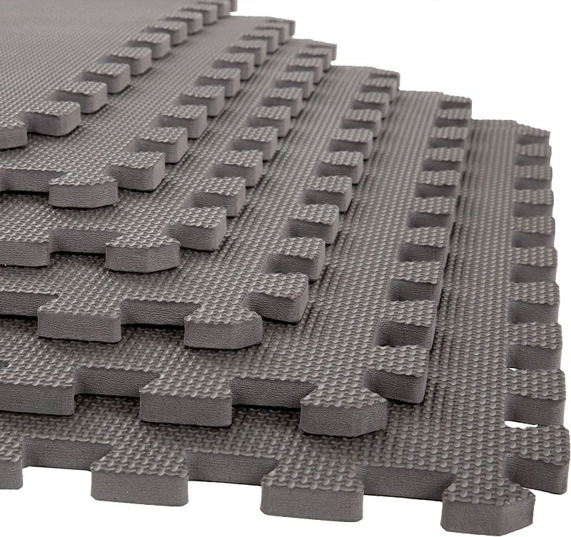 Photo 1 of Stalwart Foam Mat Floor Tiles, Interlocking EVA Foam Padding Soft Flooring for Exercising, Yoga, Camping, Kids, Babies, Playroom – Gray, 24" X 24" X 0.5"
6 PACK
