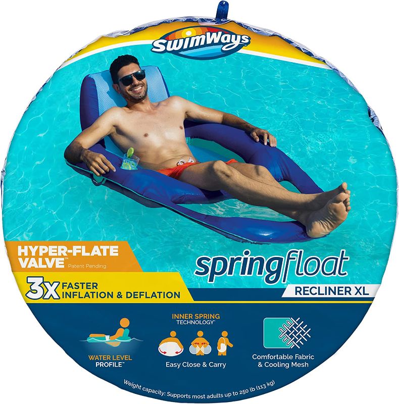 Photo 1 of 
SwimWays Spring Float XL Recliner Pool Lounge Chair with Hyper-Flate Valve, Blue
Color:Xl Recliner