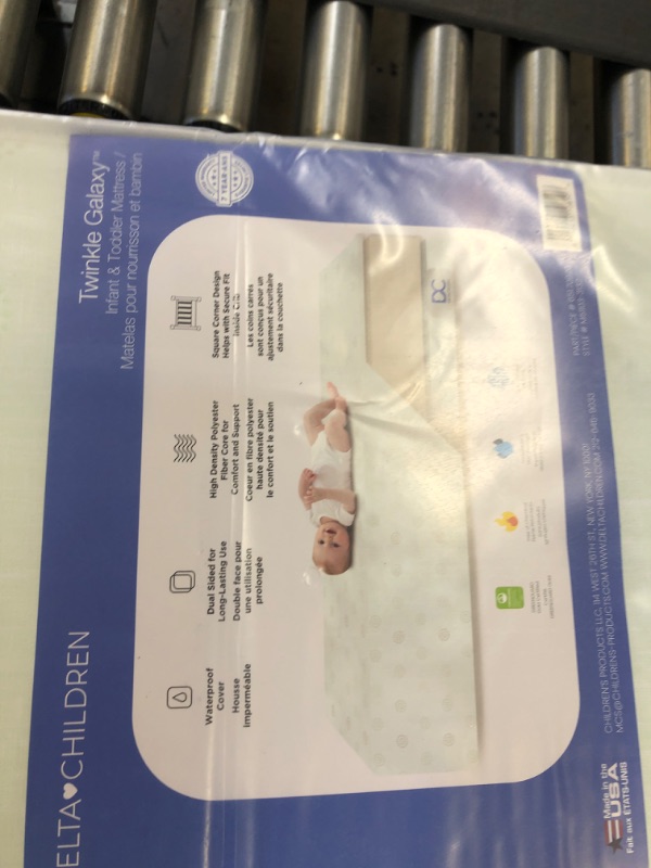 Photo 3 of Delta Children Twinkle Galaxy Dual Sided Recycled Fiber Core Crib and Toddler Mattress - Waterproof - Hypoallergenic - GREENGUARD Gold Certified (Natural/Non-Toxic)