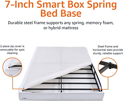 Photo 1 of Amazon Basics Smart Box Spring Bed Base, 7-Inch Mattress Foundation - King Size, Tool-Free Easy Assembly
