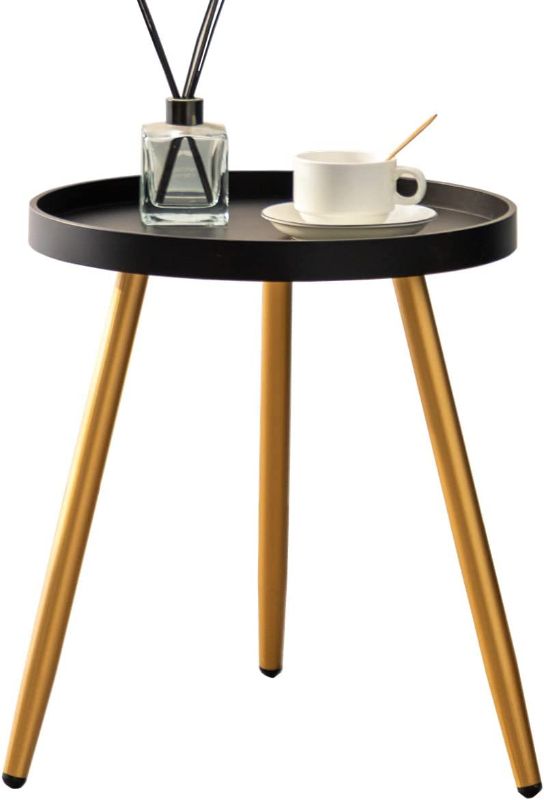 Photo 1 of XSDevecor Round Side Table, Side Sofa Coffee End Table Nightstand for Living Room/Bedroom/Office, Gold and Black
